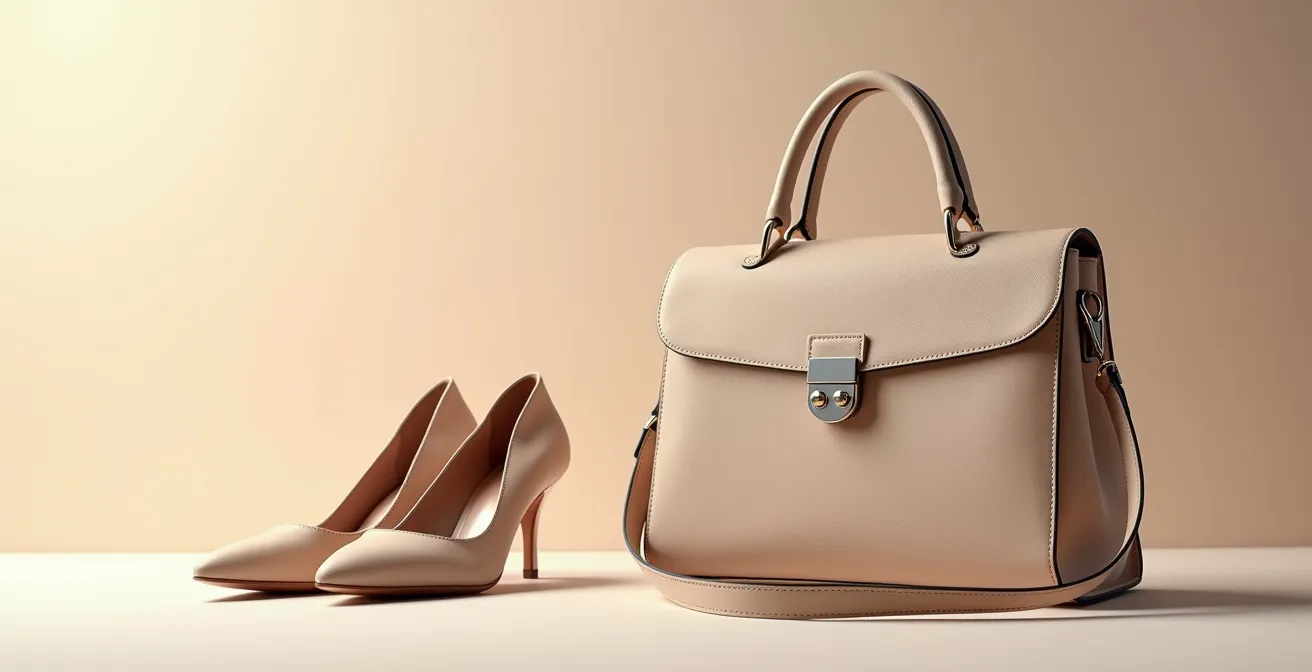 Elegante Handtasche und modische Schuhe als zentrale Elemente zur Aufwertung einer Garderobe