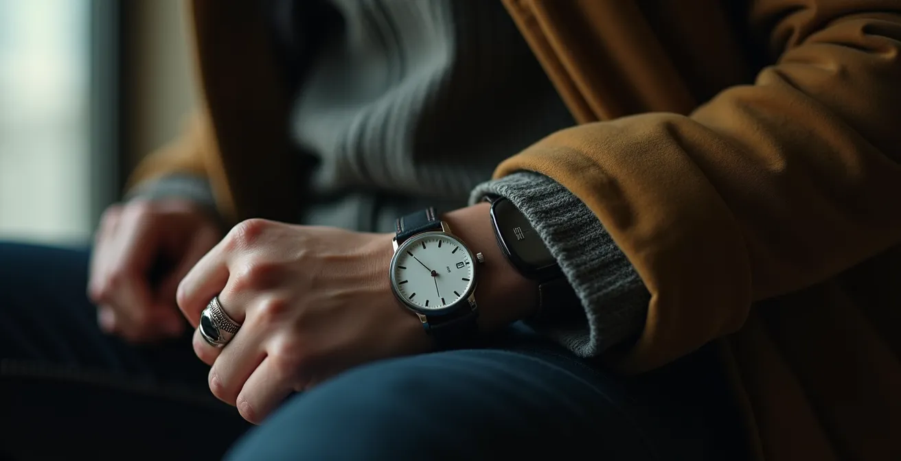 Personalisierter urbaner Look mit Vintage-Accessoires und moderner Wearable Technology