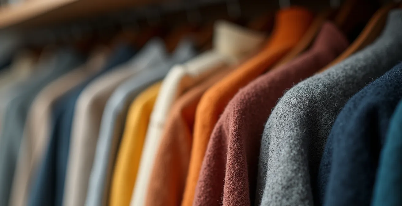 Nahaufnahme eines organisierten Kleiderschranks mit verschiedenen Greifzonen