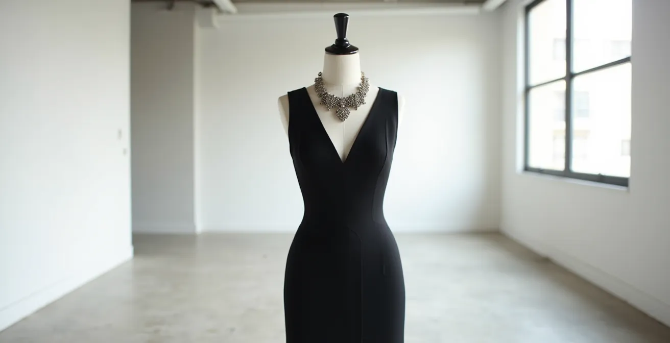 Minimalistisches Outfit mit Statement-Kette als einziger Schmuck-Fokuspunkt