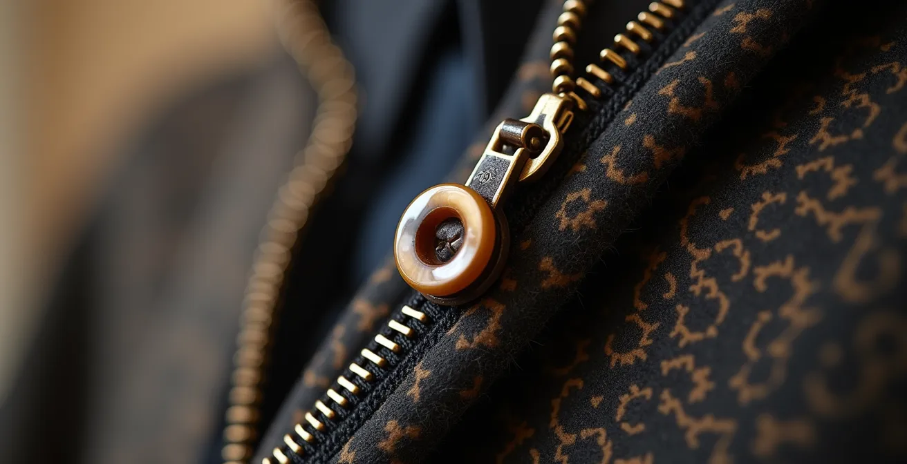 Detailaufnahme von hochwertigen Nähten und Verarbeitung bei Kleidung